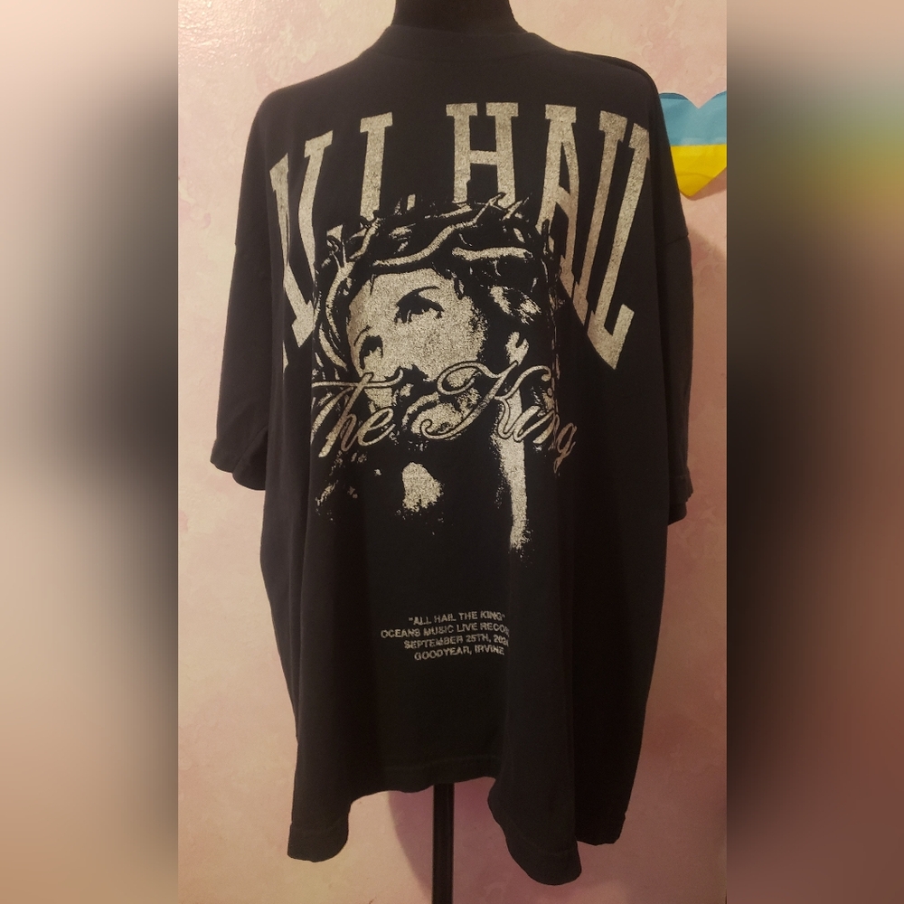 Black Graphic T-Shirt with Silver Print